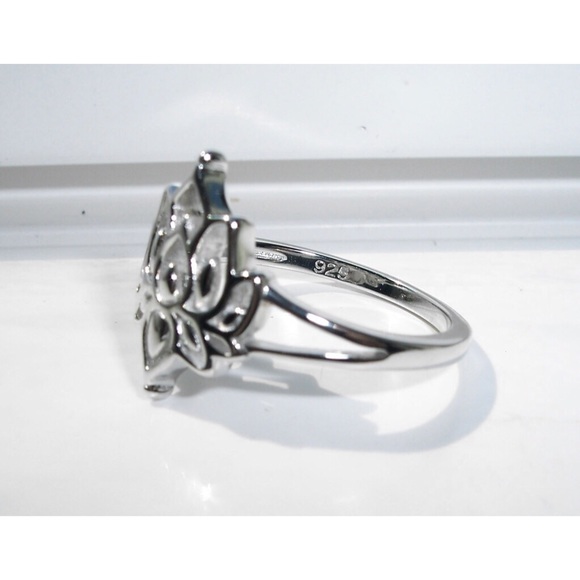 925 STERLING SILVER Lotus Flower Fashion Ring - Picture 11 of 16